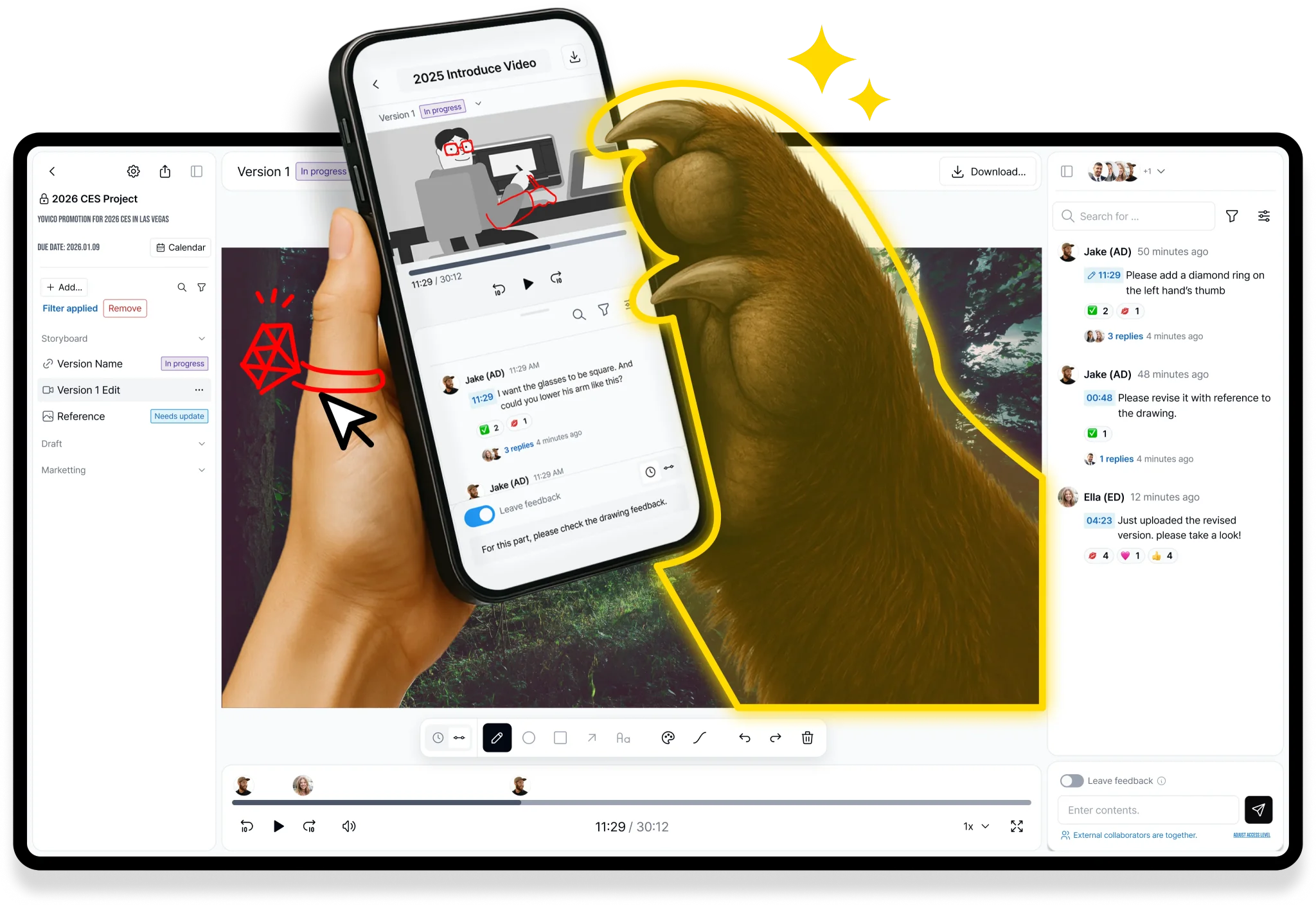 Point-and-click video feedback interface